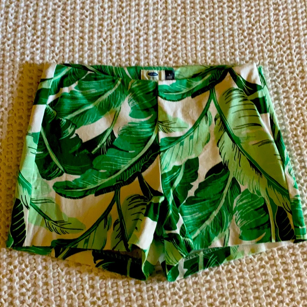 Old Navy Green & White Tropical Shorts